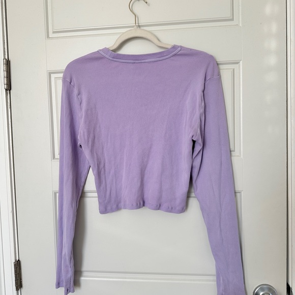 Aritzia Tna Ribbed Cropped Longsleeve Gd Light Iris Purple - Picture 7 of 10